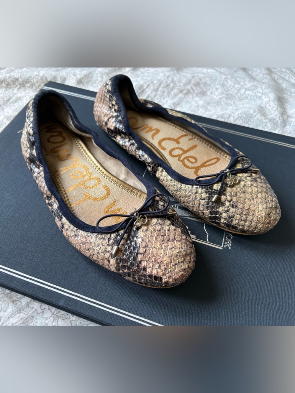 Sam Edelman Felicia Roccia Snake-Print ballerina flats